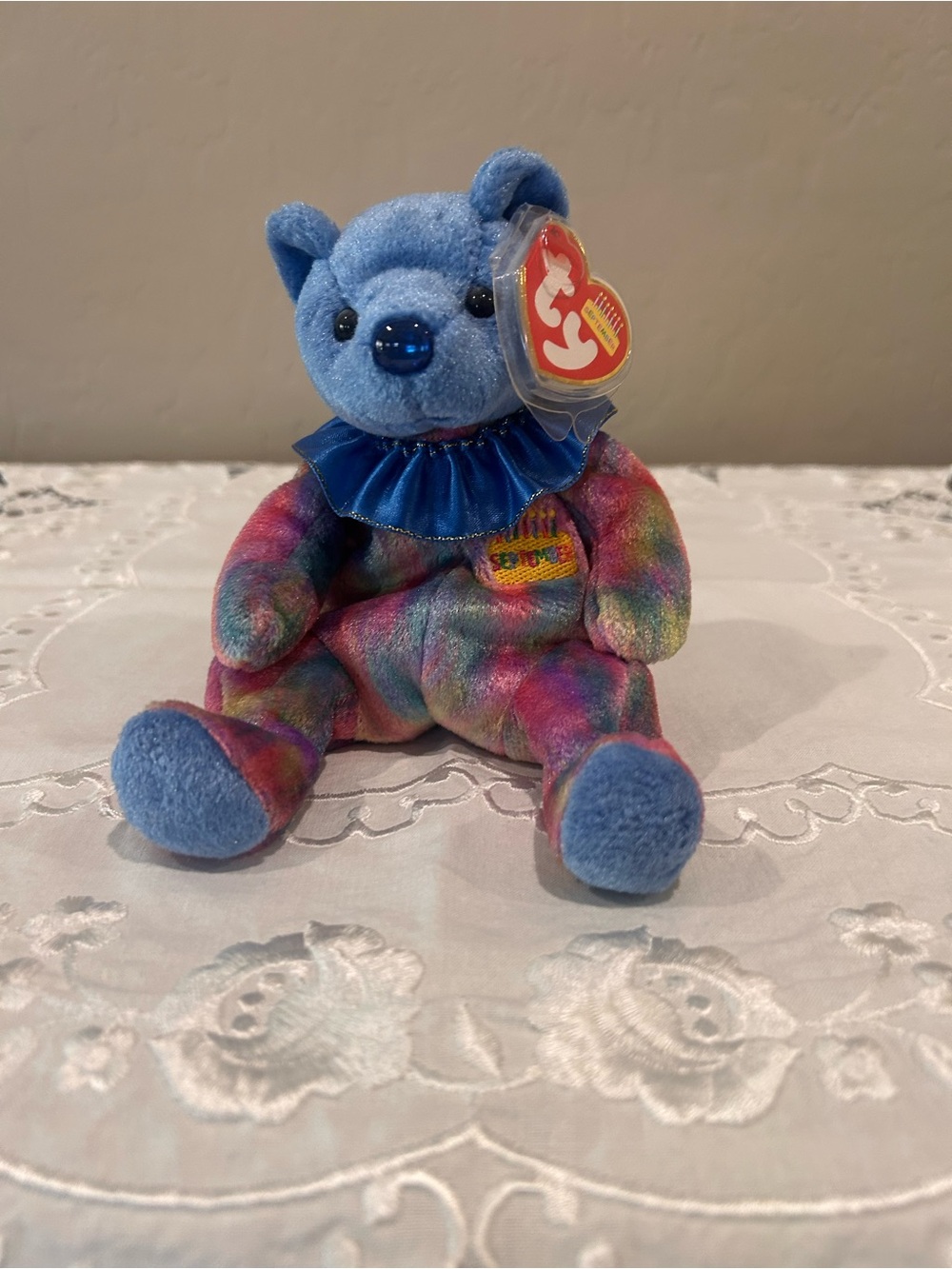 Ty Blue Head Multicolor Tie-Dye Bear Plush